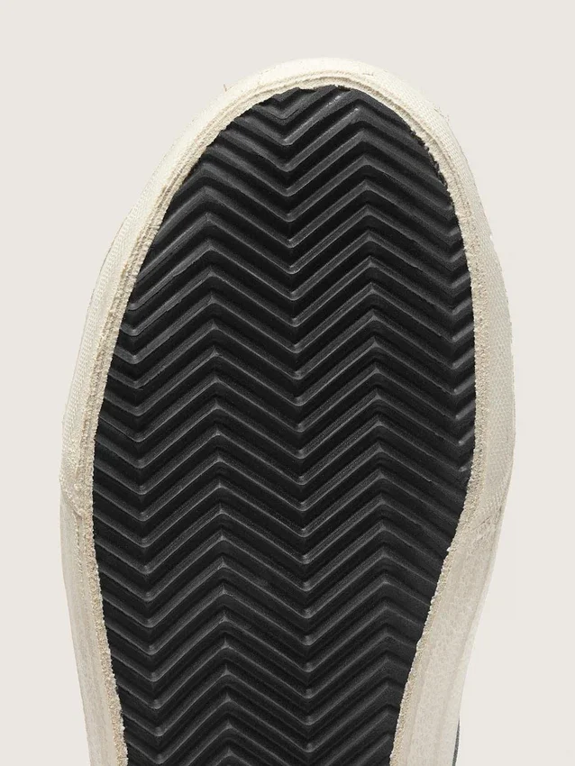 Zapatillas Slide para hombre en ante gris con estrella y ribete de nubuck marrón
