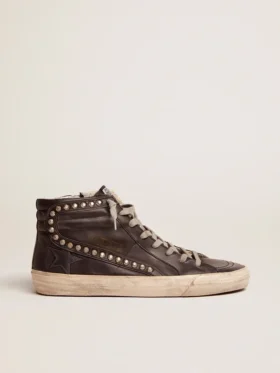 Zapatillas Slide para hombre, negras con tachuelas