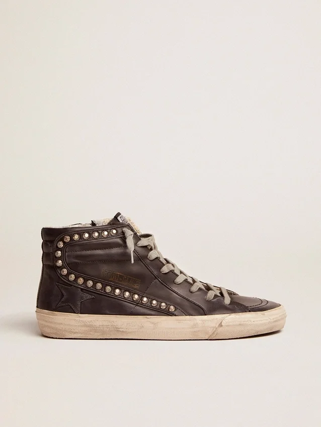 Zapatillas Slide para hombre, negras con tachuelas