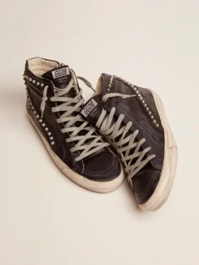 Zapatillas Slide para hombre, negras con tachuelas