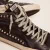Zapatillas Slide para hombre, negras con tachuelas