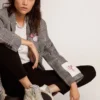 Zapatillas Slide para mujer con estrella de ante gris hielo y detalle blanco
