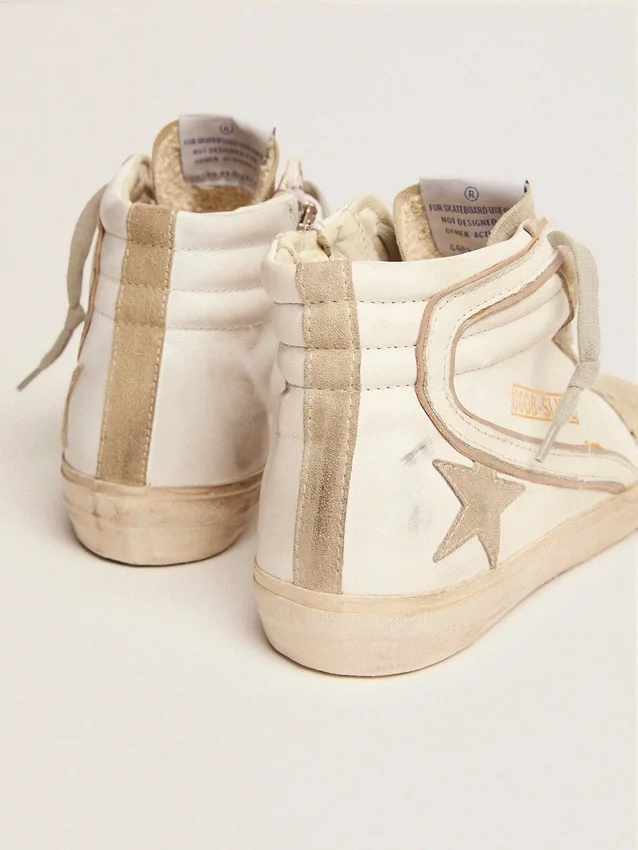 Zapatillas Slide para mujer con estrella de ante gris hielo y detalle blanco