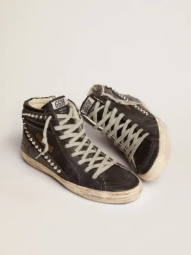 Zapatillas Slide para mujer, negras con tachuelas