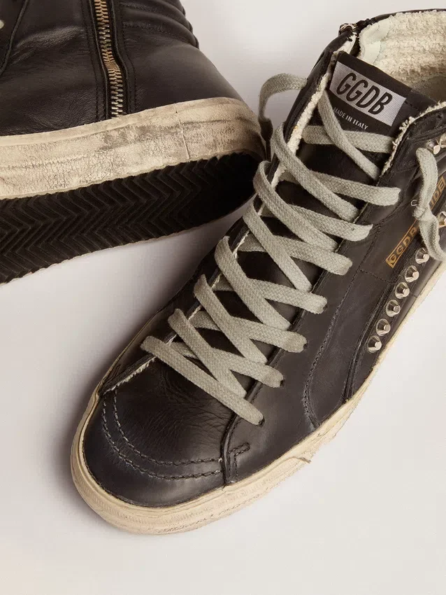 Zapatillas Slide para mujer, negras con tachuelas