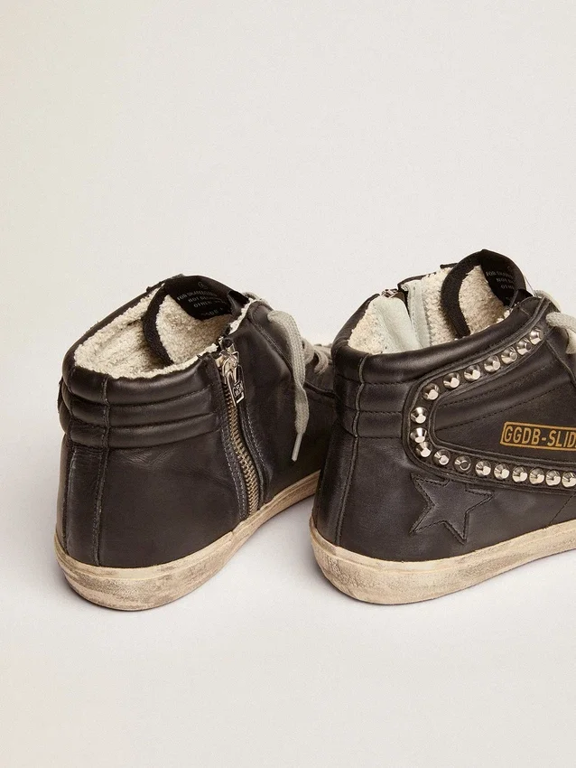 Zapatillas Slide para mujer, negras con tachuelas