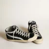 Zapatillas Slide Penstar para hombre en ante negro con estrella negra y detalle blanco
