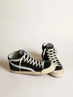 Zapatillas Slide Penstar para hombre en ante negro con estrella negra y detalle blanco