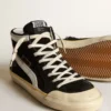 Zapatillas Slide Penstar para hombre en ante negro con estrella negra y detalle blanco