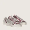 Zapatillas Stardan LAB para mujer en piel burdeos y plateada con purpurina