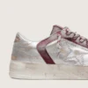 Zapatillas Stardan LAB para mujer en piel burdeos y plateada con purpurina