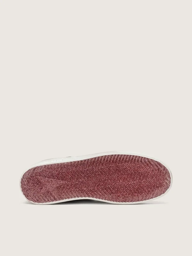 Zapatillas Stardan LAB para mujer en piel burdeos y plateada con purpurina