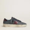 Zapatillas Stardan LTD para hombre en nubuck antracita y ante azul con estrella de piel metalizada