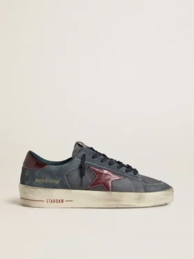 Zapatillas Stardan LTD para hombre en nubuck antracita y ante azul con estrella de piel metalizada