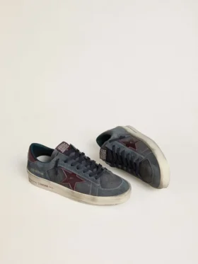 Zapatillas Stardan LTD para hombre en nubuck antracita y ante azul con estrella de piel metalizada