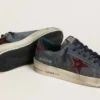 Zapatillas Stardan LTD para hombre en nubuck antracita y ante azul con estrella de piel metalizada