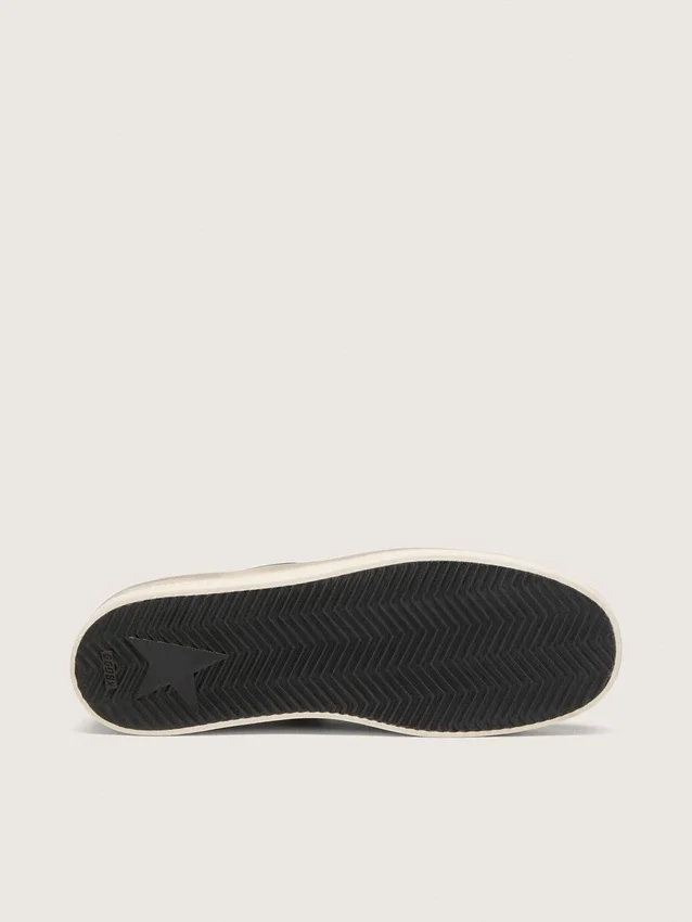 Zapatillas Stardan LTD para hombre en piel blanca y verde oliva con malla negra y estrella de piel amarilla