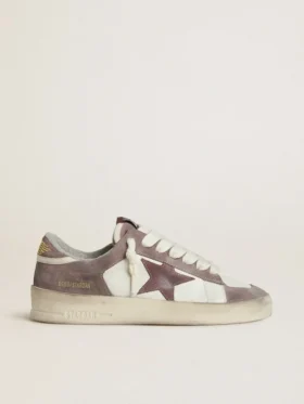 Zapatillas Stardan LTD para mujer en piel napa y ante, con estrella de ante malva y lengüeta del talón de ante lavanda