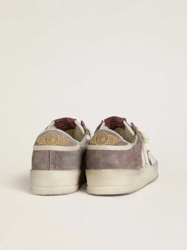 Zapatillas Stardan LTD para mujer en piel napa y ante, con estrella de ante malva y lengüeta del talón de ante lavanda