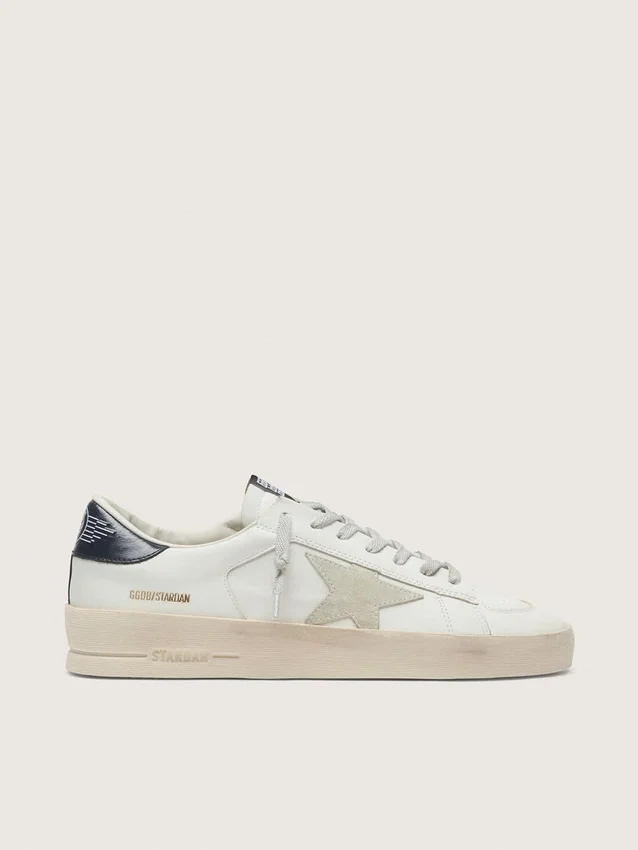 Zapatillas Stardan para hombre con estrella en ante gris hielo y lengüeta del talón azul marino