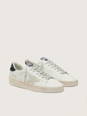 Zapatillas Stardan para hombre con estrella en ante gris hielo y lengüeta del talón azul marino