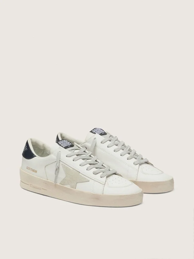 Zapatillas Stardan para hombre con estrella en ante gris hielo y lengüeta del talón azul marino