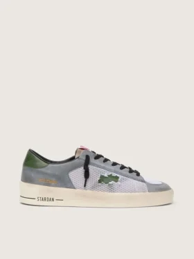 Zapatillas Stardan para hombre en ante azul claro con estrella de piel verde y lengüeta en el talón