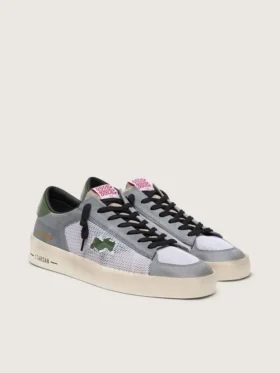 Zapatillas Stardan para hombre en ante azul claro con estrella de piel verde y lengüeta en el talón