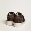 Zapatillas Stardan para hombre en ante marrón y malla negra con estrella de piel blanca e inserciones de piel napa