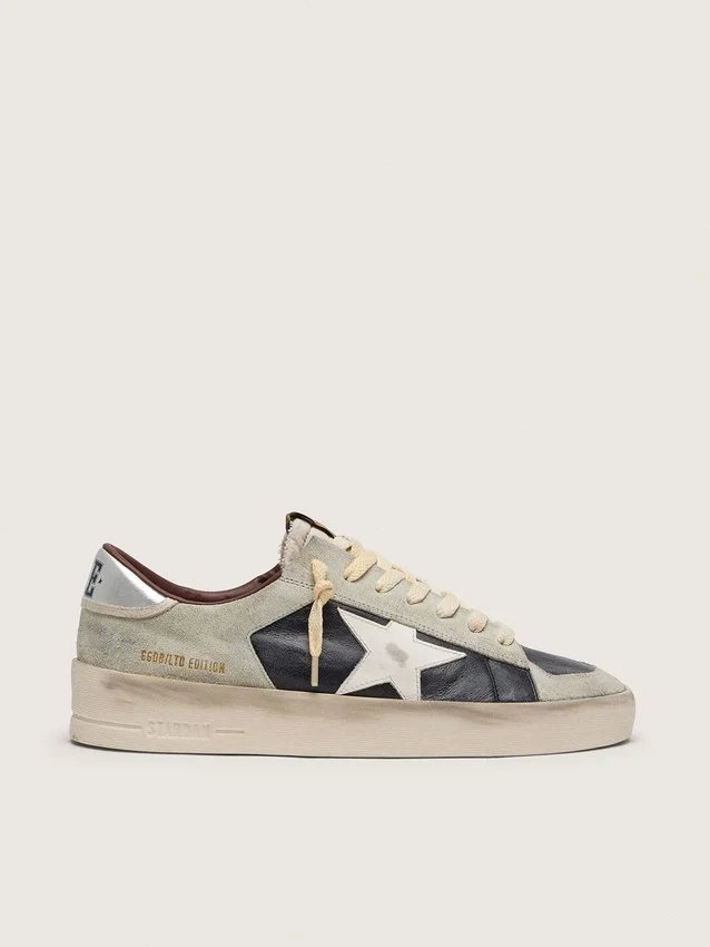 Zapatillas Stardan para hombre en ante y piel con estrella de piel y lengüeta metálica en el talón
