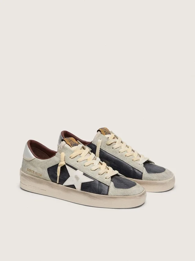 Zapatillas Stardan para hombre en ante y piel con estrella de piel y lengüeta metálica en el talón