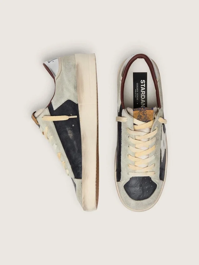 Zapatillas Stardan para hombre en ante y piel con estrella de piel y lengüeta metálica en el talón