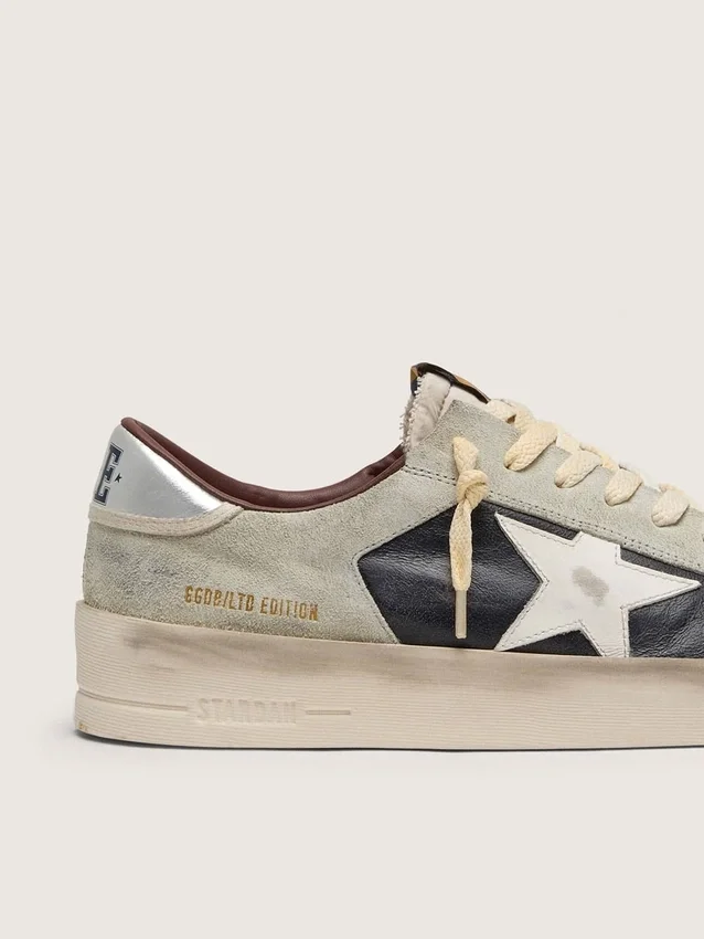 Zapatillas Stardan para hombre en ante y piel con estrella de piel y lengüeta metálica en el talón