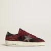 Zapatillas Stardan para hombre en malla negra y ante burdeos con estrella de piel blanca