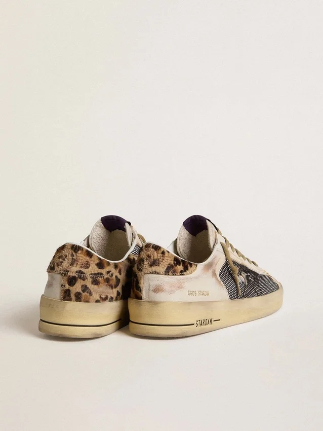 Zapatillas Stardan para hombre en napa y malla con lengüeta del talón de piel de potro con estampado de leopardo