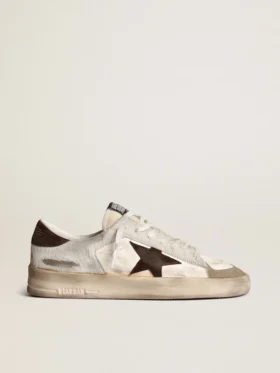 Zapatillas Stardan para hombre en napa y piel de potro con estrella de ante marrón