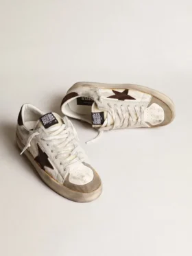 Zapatillas Stardan para hombre en napa y piel de potro con estrella de ante marrón