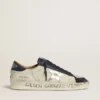 Zapatillas Stardan para hombre en nobuk con estrella de piel metalizada y lengüeta azul de napa en el talón