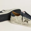 Zapatillas Stardan para hombre en nobuk con estrella de piel metalizada y lengüeta azul de napa en el talón