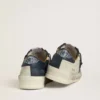 Zapatillas Stardan para hombre en nobuk con estrella de piel metalizada y lengüeta azul de napa en el talón
