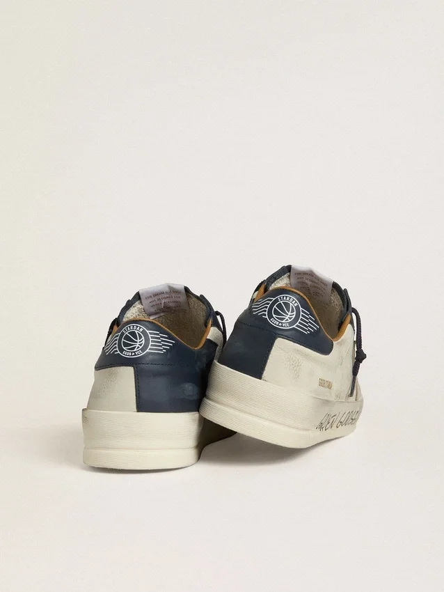 Zapatillas Stardan para hombre en nobuk con estrella de piel metalizada y lengüeta azul de napa en el talón