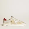 Zapatillas Stardan para hombre en nubuck y piel craquelada con estrella de piel metalizada plateada