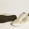 Zapatillas Stardan para hombre en nubuck y piel craquelada con estrella de piel metalizada plateada