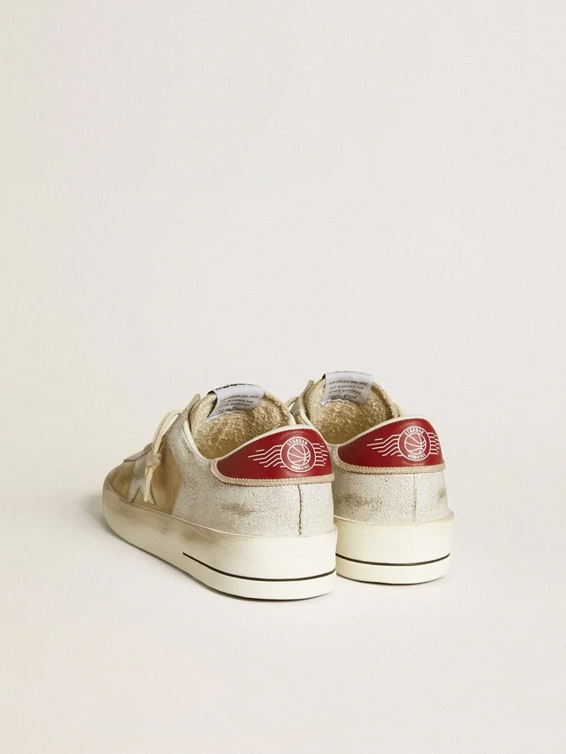 Zapatillas Stardan para hombre en nubuck y piel craquelada con estrella de piel metalizada plateada