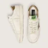 Zapatillas Stardan para hombre en piel blanca con estrella y lengüeta en el talón de piel con estampado de serpiente en verde militar