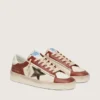 Zapatillas Stardan para hombre en piel blanca y rojo ladrillo con estrella de piel laminada en verde oliva