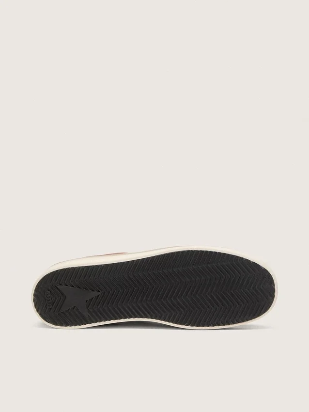 Zapatillas Stardan para hombre en piel blanca y rojo ladrillo con estrella de piel laminada en verde oliva