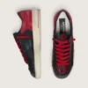 Zapatillas Stardan para hombre en piel negra con estrella roja e inserciones de malla negra y piel roja