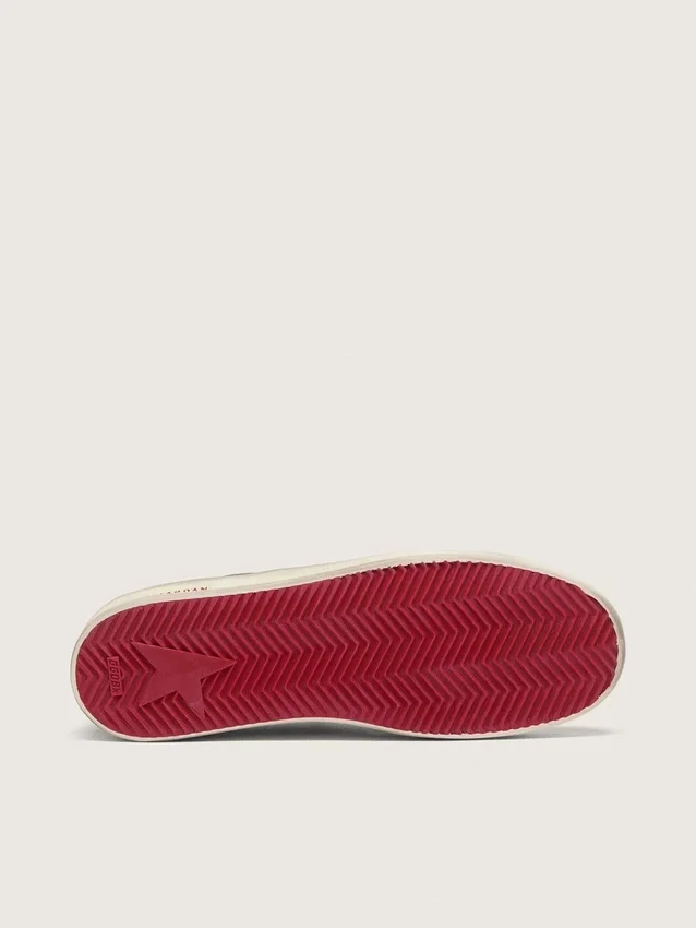 Zapatillas Stardan para hombre en piel negra con estrella roja e inserciones de malla negra y piel roja