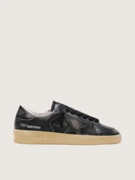 Zapatillas Stardan para hombre en piel negra con estrella y lengüeta en el talón de piel negra